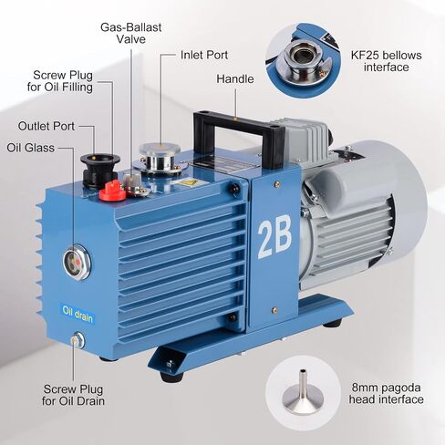 stonylab Single Stage Rotary Vane Vacuum Pump, 2L/s Flow Rate Lab One Stage Vacuum Pump with 0.8L Oil Capacity for Laboratory Research, 4.24 CFM in Saudi Arabia