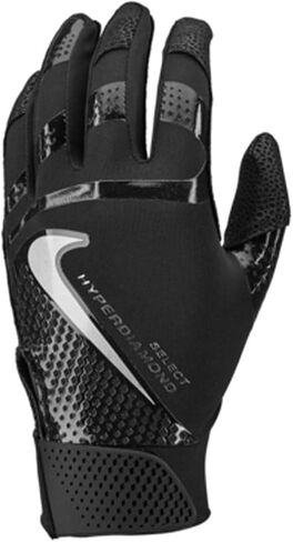 Nike Adult Hyperdiamond Select 2.0 Batting Gloves Black | Silver Medium in Saudi Arabia