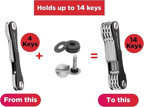 KeySmart Expansion Keychain Set - Key Chain DIY Keychain Kit with 2x 5mm, 2x 8mm & 2x 14mm Screws, 8 Black Spacers & 6 Posts - Smart Keychain Making Kit for KeySmart Original & Rugged Keychains in Saudi Arabia