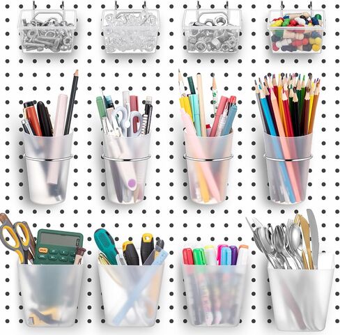 12 Pcs Pegboard Bins Pegboard Cups with Hooks Peg Board Organizer Accessories Pegboard Tool Organizer Pegboard Wall Organizer Pegboard Baskets Set for Garage Workshop Workbench Office Tools Storage in Saudi Arabia