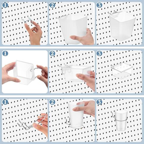 12 Pcs Pegboard Bins Pegboard Cups with Hooks Peg Board Organizer Accessories Pegboard Tool Organizer Pegboard Wall Organizer Pegboard Baskets Set for Garage Workshop Workbench Office Tools Storage in Saudi Arabia