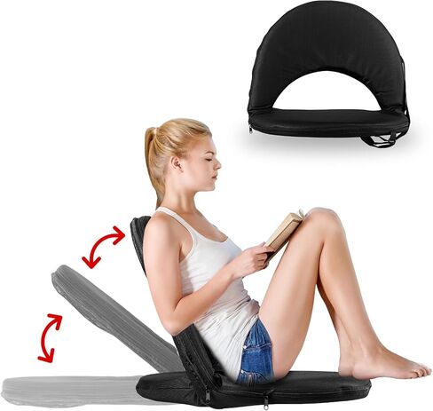 Stadium Seats with Back Support,Bleacher Chairs, Stadium Chair,6-Position Reclining Waterproof Cushion, Ultralight, Foldable,Extra Thick Padding, with Shoulder Strap & Net Pocket in Saudi Arabia