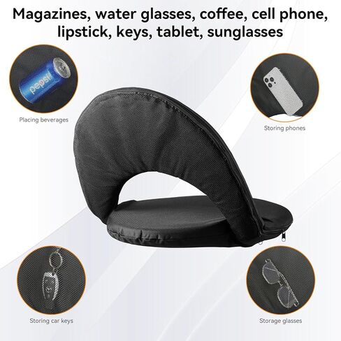 Stadium Seats with Back Support,Bleacher Chairs, Stadium Chair,6-Position Reclining Waterproof Cushion, Ultralight, Foldable,Extra Thick Padding, with Shoulder Strap & Net Pocket in Saudi Arabia