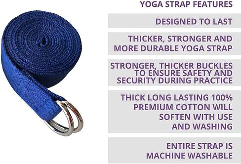 5-Pack Yoga Exercise Adjustable Straps 8Ft OR 10Ft with Durable D-Ring for Pilates & Gym Workouts Yoga Fitness | Hold Poses, Stretch, Improve Flexibility & Maintain Balance in Saudi Arabia