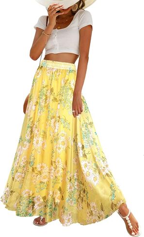Sinono Womens Long Chiffon Bohemian Skirt Gypsy Dress Maxi Boho Beach Skirt in Saudi Arabia
