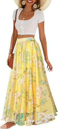 Sinono Womens Long Chiffon Bohemian Skirt Gypsy Dress Maxi Boho Beach Skirt in Saudi Arabia