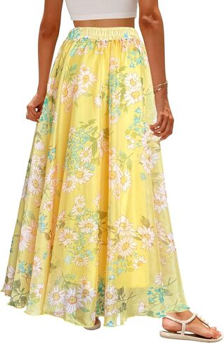 Sinono Womens Long Chiffon Bohemian Skirt Gypsy Dress Maxi Boho Beach Skirt in Saudi Arabia