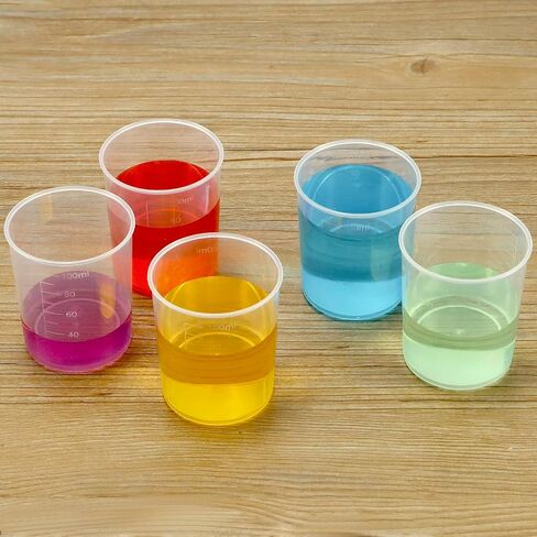 QWORK 100-Pack 100ML Plastic Graduated Measuring Mixing Cups, Measuring Cups 3.4oz 100ml, Reusable Graduated Cups, Liquid Container Beakers for Resin Epoxy Paint Food, Lab Use, Crafting, Cooking in Saudi Arabia