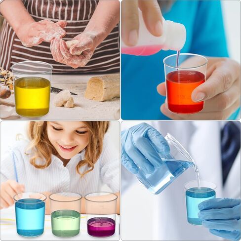 QWORK 100-Pack 100ML Plastic Graduated Measuring Mixing Cups, Measuring Cups 3.4oz 100ml, Reusable Graduated Cups, Liquid Container Beakers for Resin Epoxy Paint Food, Lab Use, Crafting, Cooking in Saudi Arabia