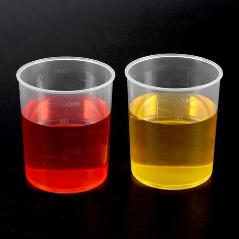 QWORK 100-Pack 100ML Plastic Graduated Measuring Mixing Cups, Measuring Cups 3.4oz 100ml, Reusable Graduated Cups, Liquid Container Beakers for Resin Epoxy Paint Food, Lab Use, Crafting, Cooking in Saudi Arabia