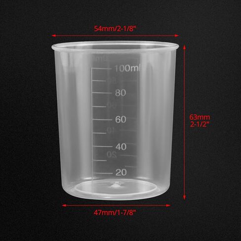 QWORK 100-Pack 100ML Plastic Graduated Measuring Mixing Cups, Measuring Cups 3.4oz 100ml, Reusable Graduated Cups, Liquid Container Beakers for Resin Epoxy Paint Food, Lab Use, Crafting, Cooking in Saudi Arabia