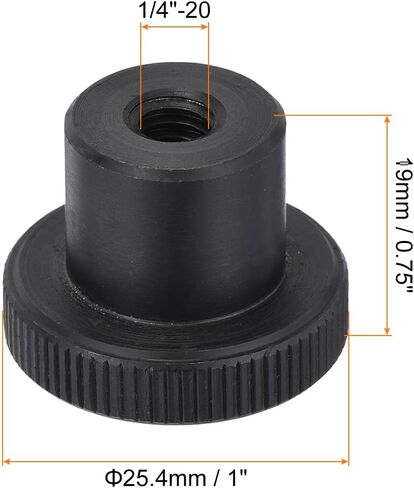 uxcell 1/4"-20 Knurled Thumb Nuts, 1Pcs Carbon Steel High Head Female Threaded Round Grip Knob Locking Nuts Fasteners Nuts, Black in Saudi Arabia