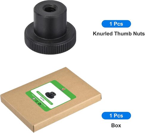 uxcell 1/4"-20 Knurled Thumb Nuts, 1Pcs Carbon Steel High Head Female Threaded Round Grip Knob Locking Nuts Fasteners Nuts, Black in Saudi Arabia