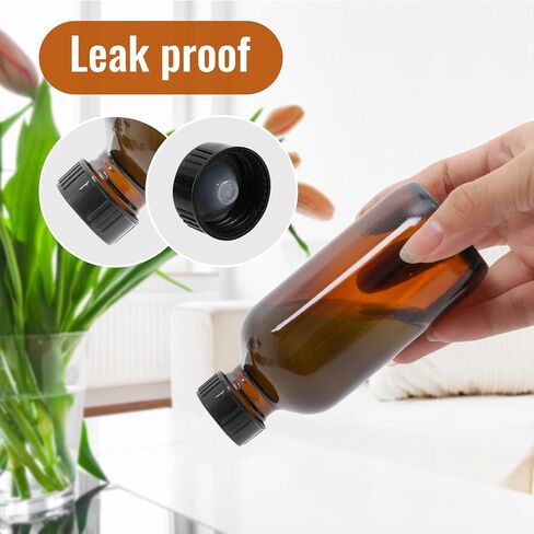 12 عبوة من زجاجات العنبر الزجاجية بأغطية سعة 8 أونصة من ستارسايد، زجاجات بوسطن مستديرة 240 مل للزيوت العطرية والصلصة الساخنة والعصير والسوائل، تتضمن فرشاة واحدة وقمع واحد و12 ملصقًا. in Kuwait