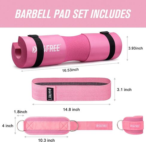 G4Free 7pcs Barbell Pad Set for Squat, Hip Thrusts, Lunges, Leg day, Standard Olympic Bars with 2 Gym Ankle Safety Straps, 3 Hip Resistance Bands, Barbell Pad and Carry Bag in Saudi Arabia
