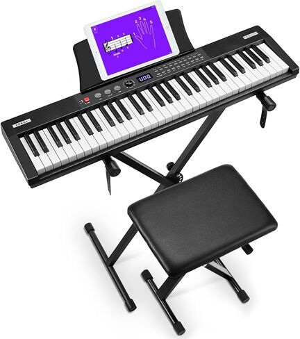 Fesley Electric Keyboard Piano with 61 Key: Electronic Keyboard Piano Bluetooth Touch Sensitive Keys with Piano Stand, Piano Bench, Digital Piano Keyboard MIDI Connection for Beginners in Saudi Arabia