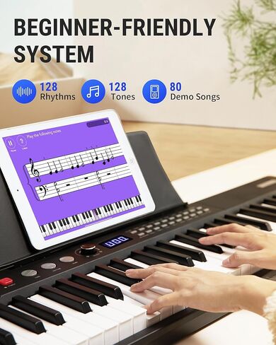 Fesley Electric Keyboard Piano with 61 Key: Electronic Keyboard Piano Bluetooth Touch Sensitive Keys with Piano Stand, Piano Bench, Digital Piano Keyboard MIDI Connection for Beginners in Saudi Arabia