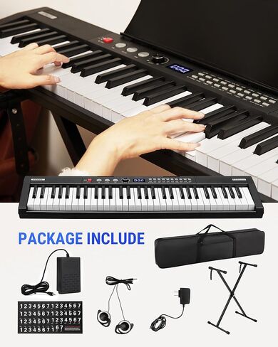 Fesley Electric Keyboard Piano with 61 Key: Electronic Keyboard Piano Bluetooth Touch Sensitive Keys with Piano Stand, Piano Bench, Digital Piano Keyboard MIDI Connection for Beginners in Saudi Arabia