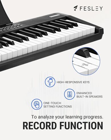 Fesley Electric Keyboard Piano with 61 Key: Electronic Keyboard Piano Bluetooth Touch Sensitive Keys with Piano Stand, Piano Bench, Digital Piano Keyboard MIDI Connection for Beginners in Saudi Arabia