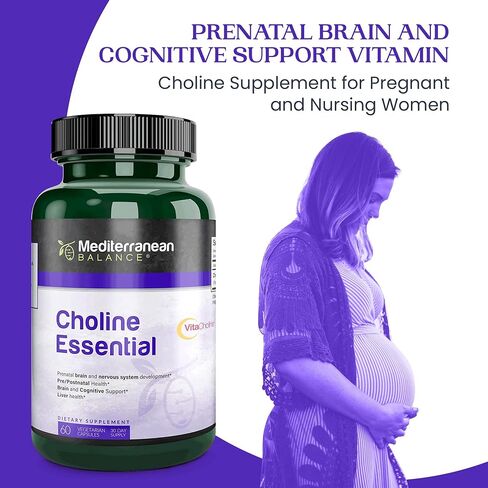 Choline, Prenatal Brain and Cognitive Support Vitamin, Kosher, Vegetarian, Choline Supplement for Pregnant and Nursing Women, 550mg of Choline per Serving, 30 Day Supply in Saudi Arabia