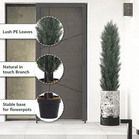 THE BLOOM TIMES 3ft Topiary Trees Artificial Outdoors Set of 2 Pack Fake Outdoor Cedar Pine Plants 36 inch Faux Topiary Outdoor Bushes Artificial Shrubs for Outdoors Front Porch 3 Foot in Saudi Arabia