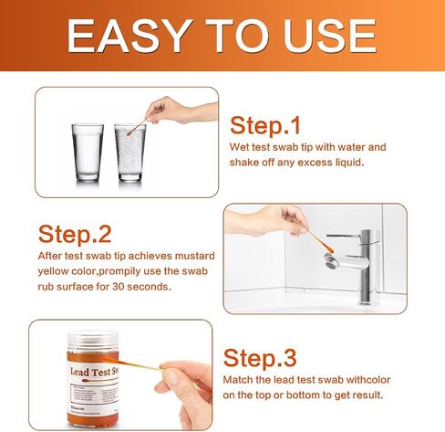 Lead Test Kit for Dishes, 60 Pcs Rapid Lead Test Swabs, Dip in Water Lead Testing Kit, Lead Paint Test Kit Home Use for All Surfaces, Results in 30 Seconds in Saudi Arabia