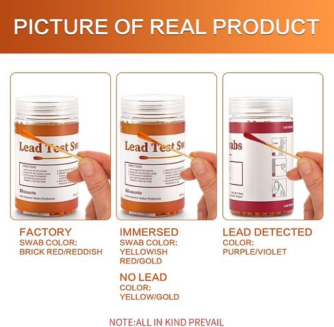 Lead Test Kit for Dishes, 60 Pcs Rapid Lead Test Swabs, Dip in Water Lead Testing Kit, Lead Paint Test Kit Home Use for All Surfaces, Results in 30 Seconds in Saudi Arabia