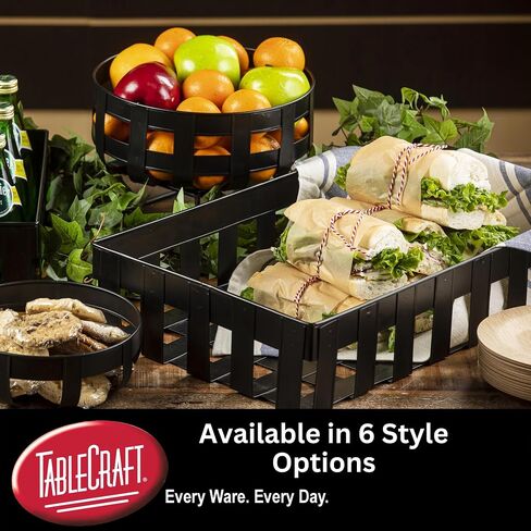 Tablecraft Black Steel Display Baskets, Forge Metal Storage Organizer Bins for Counter, Tabletop, Buffet, Commercial Professional Foodservice Restaurant Business Use, 10.2x6.5x3.1 Rectangular, 36 Pcs in Saudi Arabia