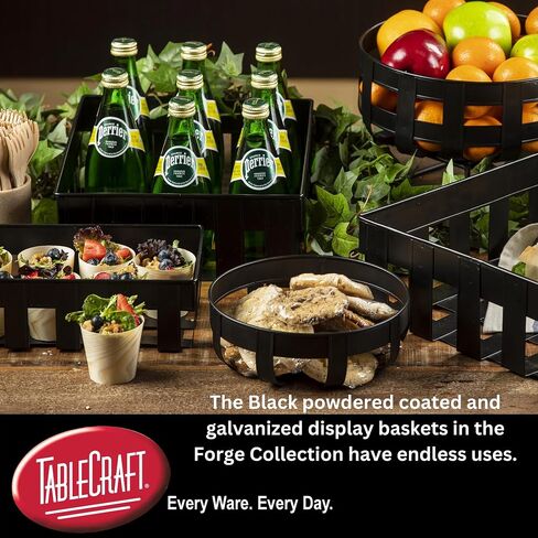 Tablecraft Black Steel Display Baskets, Forge Metal Storage Organizer Bins for Counter, Tabletop, Buffet, Commercial Professional Foodservice Restaurant Business Use, 10.2x6.5x3.1 Rectangular, 36 Pcs in Saudi Arabia