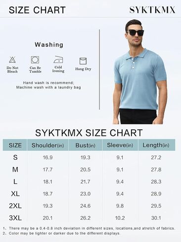 Syktkmx Mens Golf Polo Shirts Short Sleeve Casual Banded Bottom Stretch Classic Fit Solid Knit T-Shirts in Kuwait