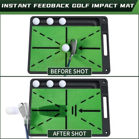 Golf Swing Training Mat, 13"x17" Premium Golf Practice Mat for Swing Detection, Professional Golf Impact Mat with Integrated Ball-Tray, Heavy Duty Non-Slip Rubber Bottom, for Indoor Practice in Saudi Arabia