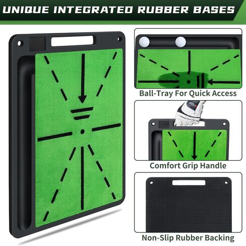 Golf Swing Training Mat, 13"x17" Premium Golf Practice Mat for Swing Detection, Professional Golf Impact Mat with Integrated Ball-Tray, Heavy Duty Non-Slip Rubber Bottom, for Indoor Practice in Saudi Arabia