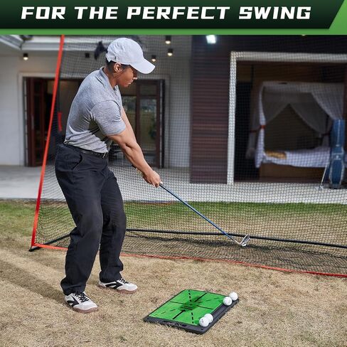 Golf Swing Training Mat, 13"x17" Premium Golf Practice Mat for Swing Detection, Professional Golf Impact Mat with Integrated Ball-Tray, Heavy Duty Non-Slip Rubber Bottom, for Indoor Practice in Saudi Arabia