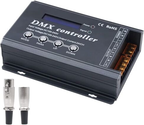 XUNATA High Voltage 110V 120V RGB LED Neon Strip DMX Decoder Light Controller US Plug for AC100-240V LED Lighting (Grey) in Saudi Arabia