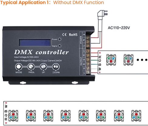 XUNATA High Voltage 110V 120V RGB LED Neon Strip DMX Decoder Light Controller US Plug for AC100-240V LED Lighting (Grey) in Saudi Arabia