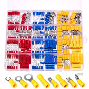 Ginsco 250Pcs Insulated Wire Connectors Assorted Crimp Terminal Kit - Quick Disconnect Ring Spade Butt Splices Piggy Back