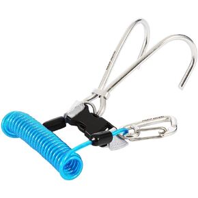 VGEBY Diving Reef Hook, Stainless Steel Reef Double Hook with Spiral Coil Lanyard(Blue) Reef Hook Reef Hooks Diving Reef Hooks Diving Reef Hook