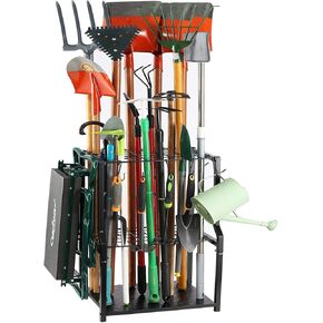 Garden Tool Organizer for Garage Corner Heavy Duty,Garage Storage Organization for Broom,Mop,Rakes,Free Standing,Yard Tool Holder for Lawn/Shed/Outdoor.