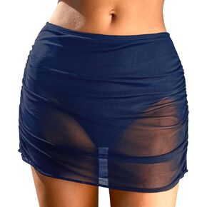 CUPSHE Women Swimsuit Bikini Bottom Mesh Mid Rise Full Coverage Ruched Bathing Suit