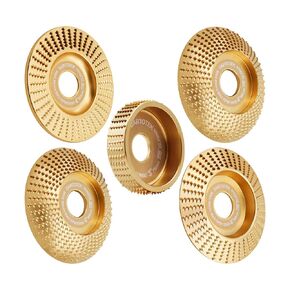 Angle Grinder Wood Carving Disc 5PCS DARTOTEK Wood Shaper Carving Wheel Set，for 4" or 4-1/2" Angle Grinder with 5/8" Arbor Stump Grinding Shaping Disc Wood Shaping Tools Attachments