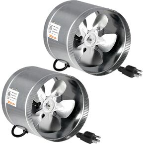 iPower 8 Inch 420 CFM Inline Low Noise, Exhaust for HVAC Ventilation in Grow Tent, Basements, Bathrooms and Kitchens, 8" Fan 2 Pack, Silver