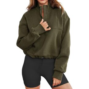 INFITTY Women's Half Zip Pullover Sweatshirts Quarter Zip Hoodies Long Sleeve Tops Fall Outfits 2023 Y2K Winter Clothes