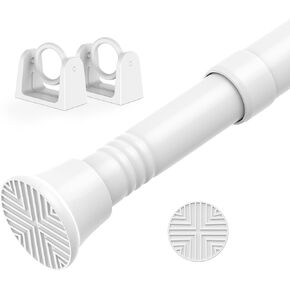 1pack White Tension Curtain Rod with Two Brackets - 18-36 Inch Adjustable Spring Loaded Curtain Rods Small Tension Rod Spring Curtain Rod No Drilling Expandable Spring Rod for Doors and Windows