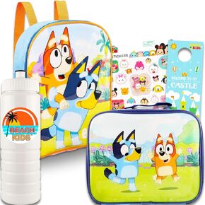 Disney Bluey Mini Backpack and Lunch Box Set - Bundle with 11" Bluey Mini Backpack, Bluey Lunch Bag, Stickers, Water Bottle, More | Bluey Backpack for Boys, Girls, Kids