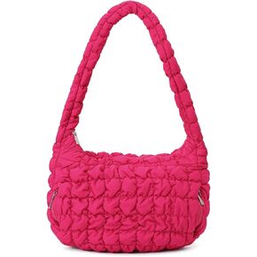 Women Quilted Tote Bag Large Capacity Crossbody Puffer Lightweight Padding Shoulder Bag Hobo Satchel Handbag Zip Purse
