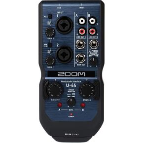 Zoom U-44 Handy Audio Interface, 4-Channel Portable USB Audio Interface, 2 XLR/TRS Combo Inputs, MIDI I/O, RCA Outputs, Compatible with Zoom Capsules