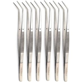 College Cotton Pliers Set of 6 with Angled Serrated Beak For Professional & Personal Use Surgical Dental Forceps With Grooved Handle Surface - Made of Stainless Steel for Oral Care with Precision Tips