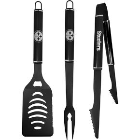 Siskiyou Sports NFL Pittsburgh Steelers 3 pc Monochromatic BBQ Set, Black,One Size