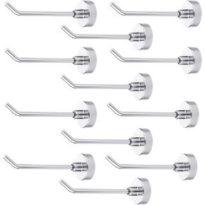 12pcs Magnetic Hooks, 1.7 lbs Heavy Duty Magnet Storage Hooks for Hanging 3in Long Detachable Magnets Hangers for Cruise Cabins Towel Grill Fridge Kitchen Garage Workplace (Silver)