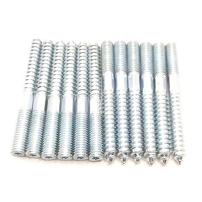 Hanger Bolt M10x150 Silvery Double Headed Bolt Self-Tapping Screw with Hexagon for Furniture 12Pcs